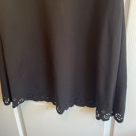 Loft A-Line Dress Black Ponte Eyelet Hem Dress - 12 - Great Condition - Picture 4 of 7